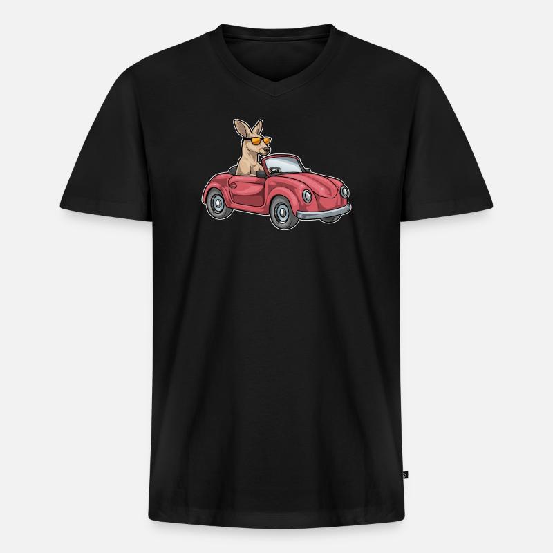 Känguru Auto - Männer Premium Bio T-Shirt mit V-Ausschnitt - Schwarz