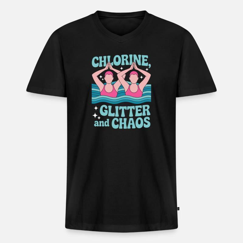 Synchronschwimmen Kunstschwimmen Wassersport - Männer Premium Bio T-Shirt mit V-Ausschnitt - Schwarz