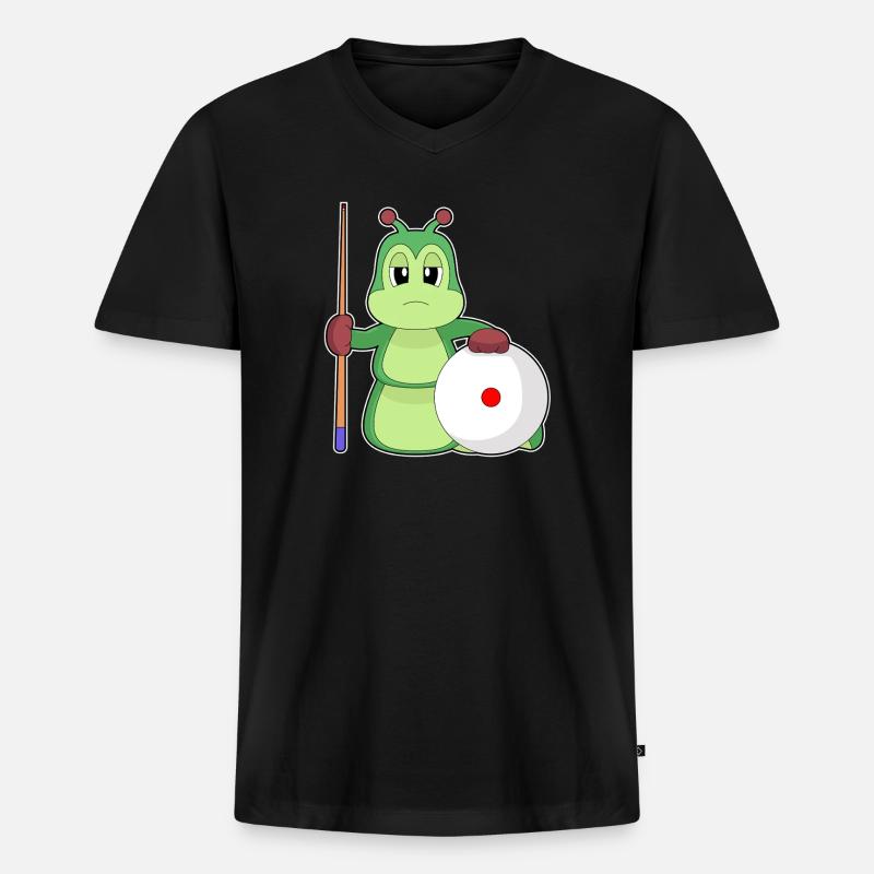 Raupe Billiard Queue - Männer Premium Bio T-Shirt mit V-Ausschnitt - Schwarz