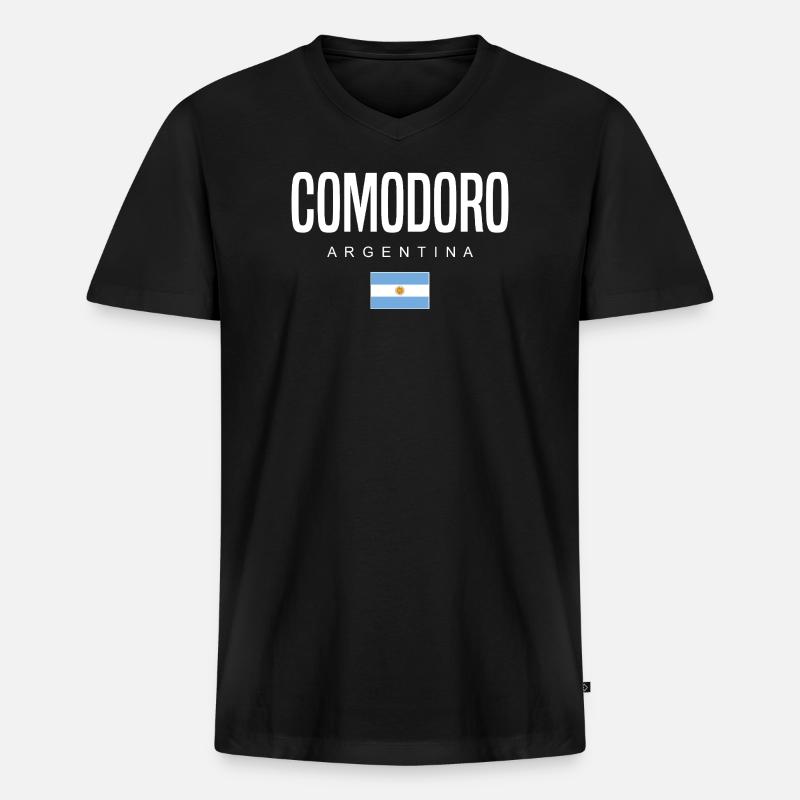 Comodoro Argentinien Argentinier - Männer Premium Bio T-Shirt mit V-Ausschnitt - Schwarz
