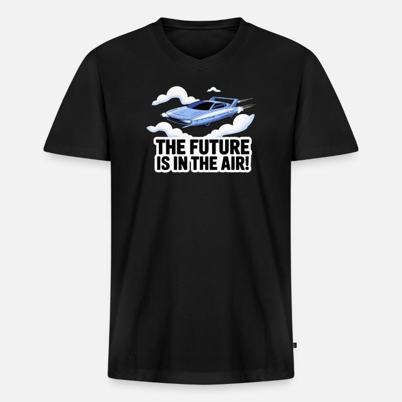 Retro-futuristisches fliegendes Autodesign - Männer Premium Bio T-Shirt mit V-Ausschnitt - Schwarz