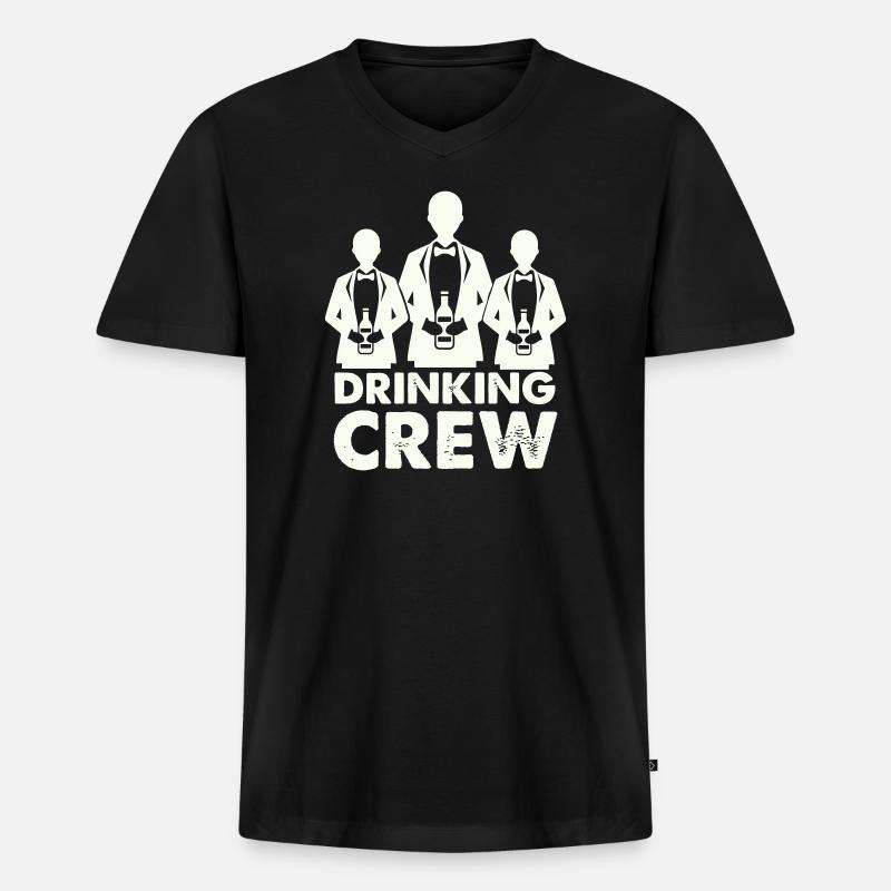 drinking_crew_01- - Männer Premium Bio T-Shirt mit V-Ausschnitt - Schwarz