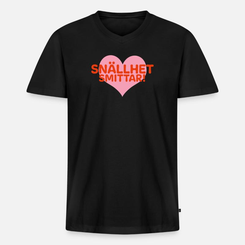 Freundlichkeit ist ansteckend - Männer Premium Bio T-Shirt mit V-Ausschnitt - Schwarz