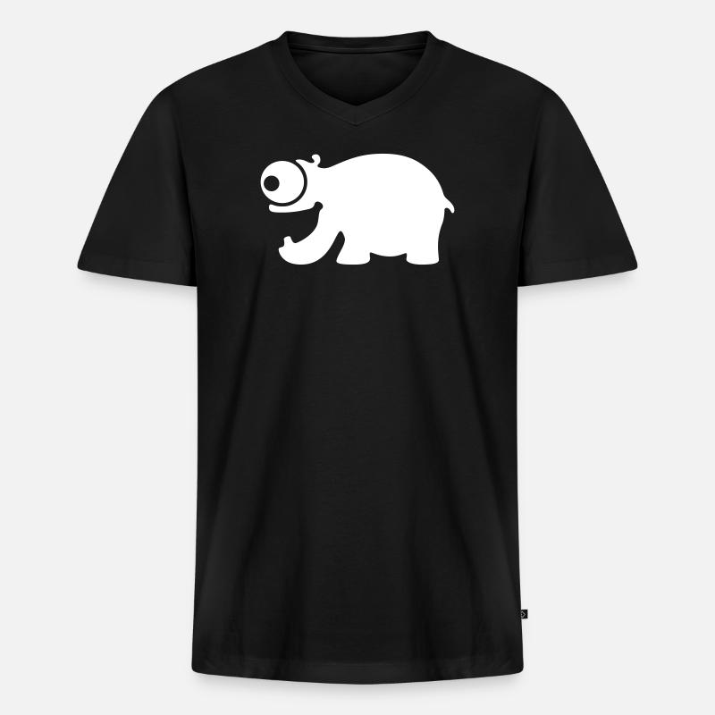 Lustiges Nilpferd - Männer Premium Bio T-Shirt mit V-Ausschnitt - Schwarz