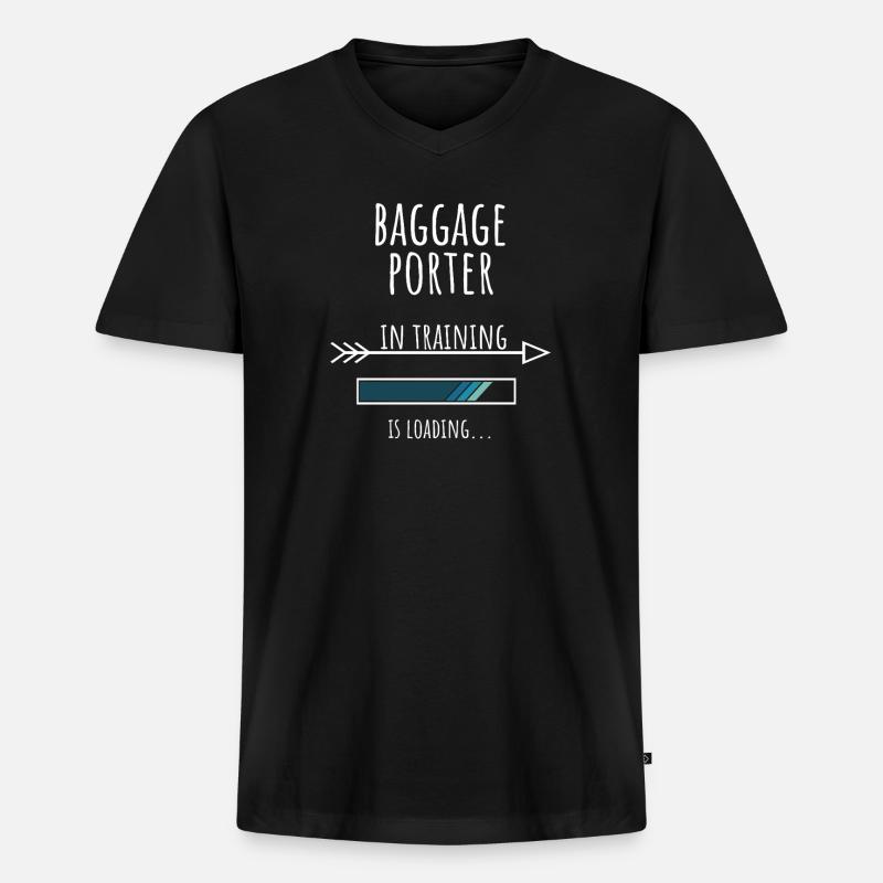 Geschenk Beruf Ausbildung Gepäckträger - Männer Premium Bio T-Shirt mit V-Ausschnitt - Schwarz