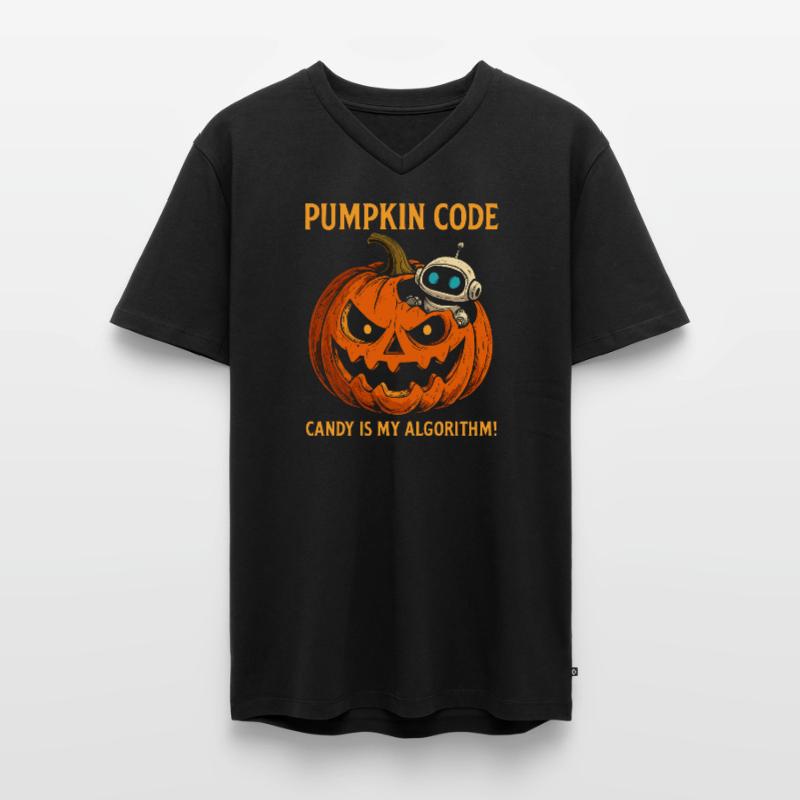 Pumpkin Code : Candy est mon algorithme ! T-shirt encolure en V Premium bio Homme
