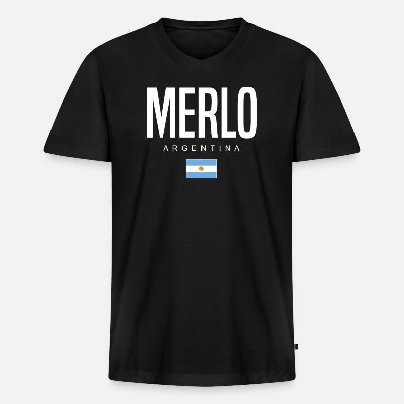 Merlo Argentinien Argentinier - Männer Premium Bio T-Shirt mit V-Ausschnitt - Schwarz