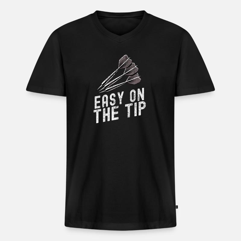 Dartscheibe mit Präzisionspfeil-Design - Männer Premium Bio T-Shirt mit V-Ausschnitt - Schwarz