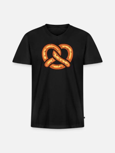 Funny Pretzel Cartoon Illustration - Men's Premium Organic T-shirt with V-neck - black