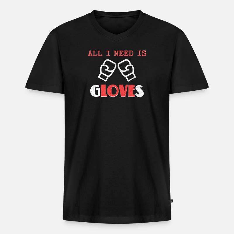 Mutige Boxhandschuhe Illustration Design - Männer Premium Bio T-Shirt mit V-Ausschnitt - Schwarz