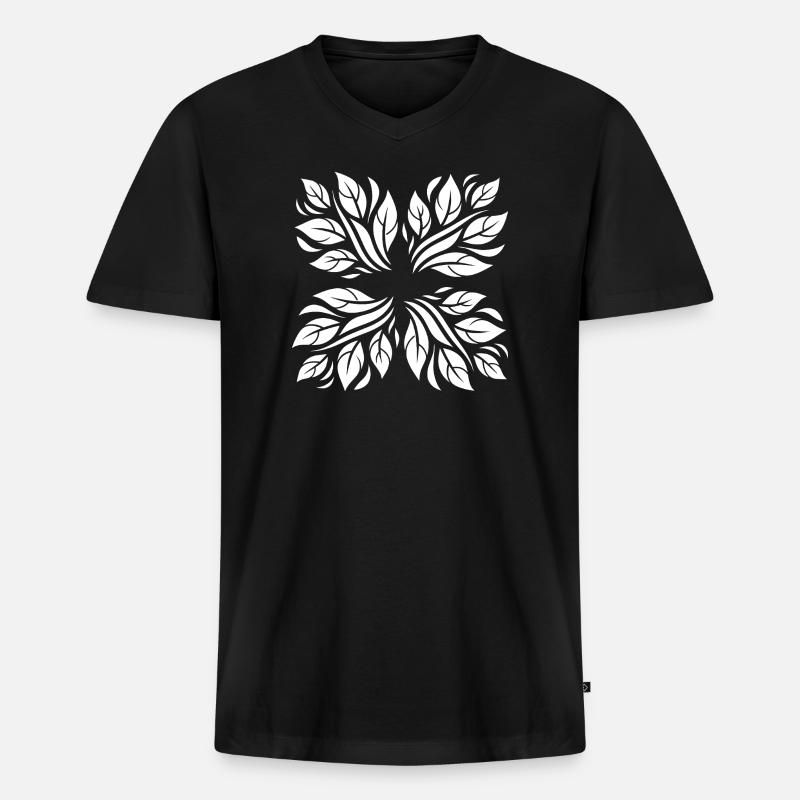 Blätter botanisches Muster - Männer Premium Bio T-Shirt mit V-Ausschnitt - Schwarz