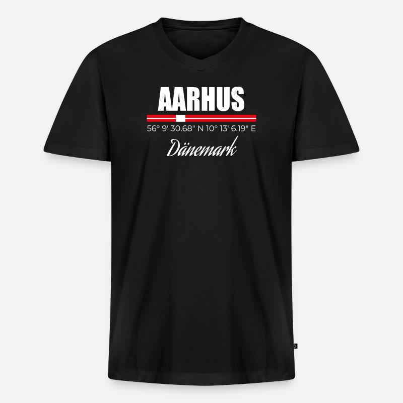 Aarhus - Männer Premium Bio T-Shirt mit V-Ausschnitt - Schwarz