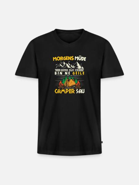 Camper Camping Caravan Saying - Men's Premium Organic T-shirt with V-neck - black