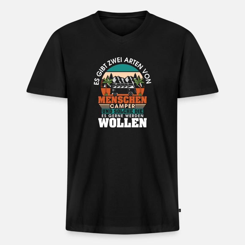 Camper Camping Wohnwagen Spruch - Männer Premium Bio T-Shirt mit V-Ausschnitt - Schwarz