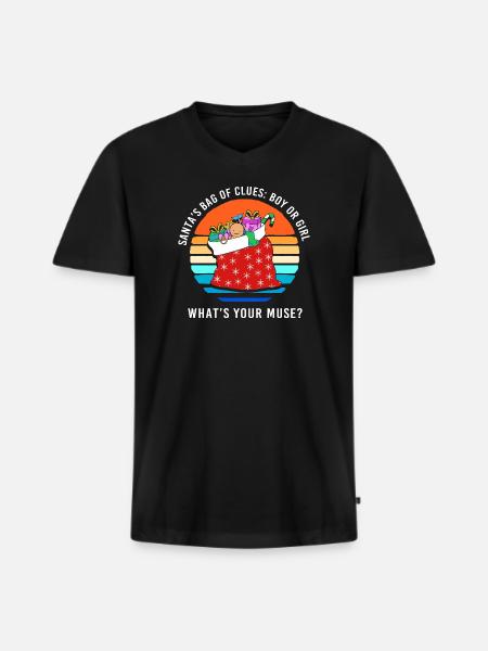 Maman enceinte Maman Noël - T-shirt encolure en V Premium bio Homme - noir