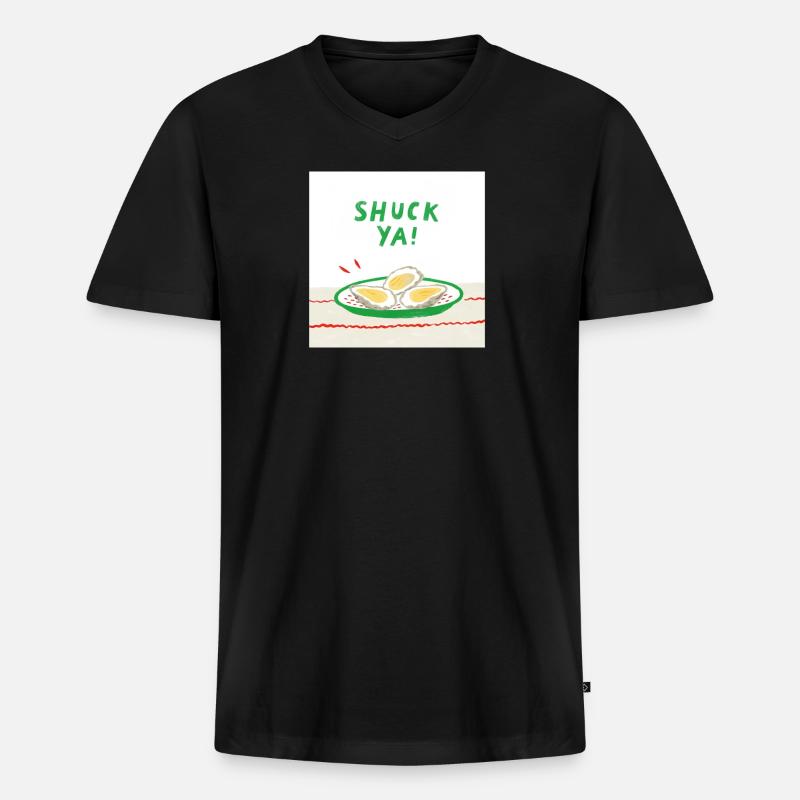 Lustiges Austern  Design - Männer Premium Bio T-Shirt mit V-Ausschnitt - Schwarz