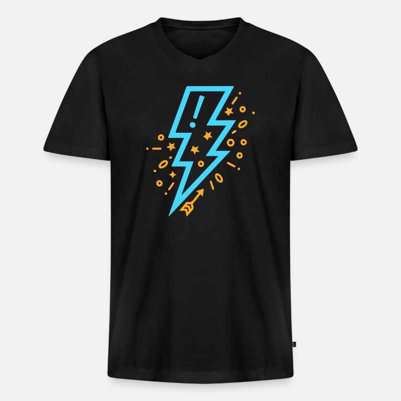 Blitz mit jungem und kraftvollem Stil - Männer Premium Bio T-Shirt mit V-Ausschnitt - Schwarz