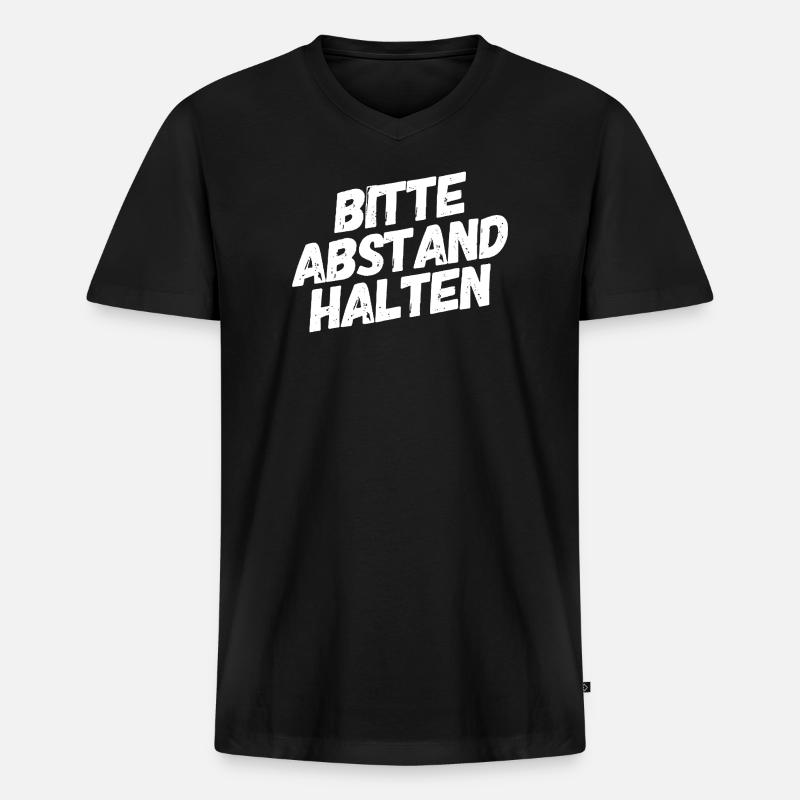 Bitte Abstand halten - Männer Premium Bio T-Shirt mit V-Ausschnitt - Schwarz