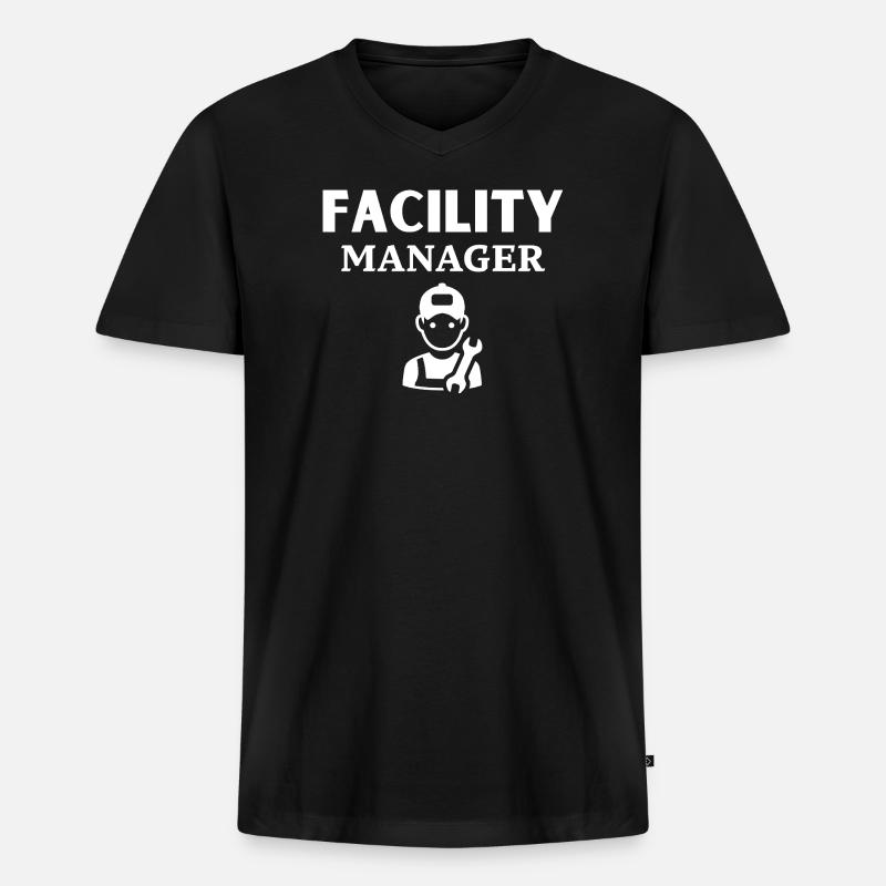 Facility Manager - Männer Premium Bio T-Shirt mit V-Ausschnitt - Schwarz