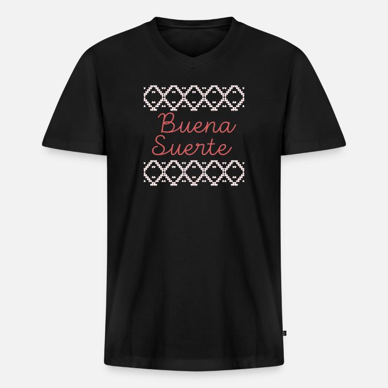 Viel Glück - Männer Premium Bio T-Shirt mit V-Ausschnitt - Schwarz