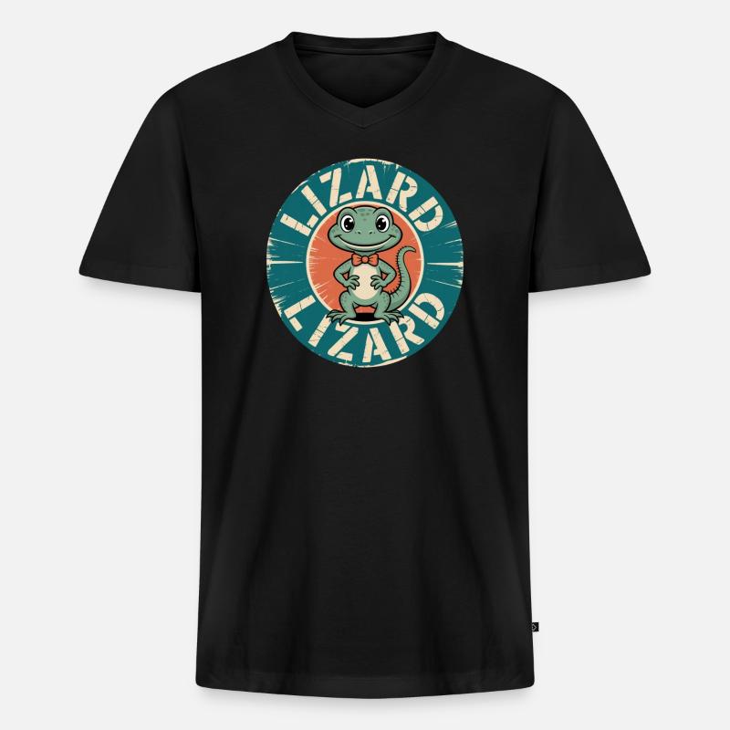 Lizard Meme Lustig Weirdcore Vibes - Männer Premium Bio T-Shirt mit V-Ausschnitt - Schwarz