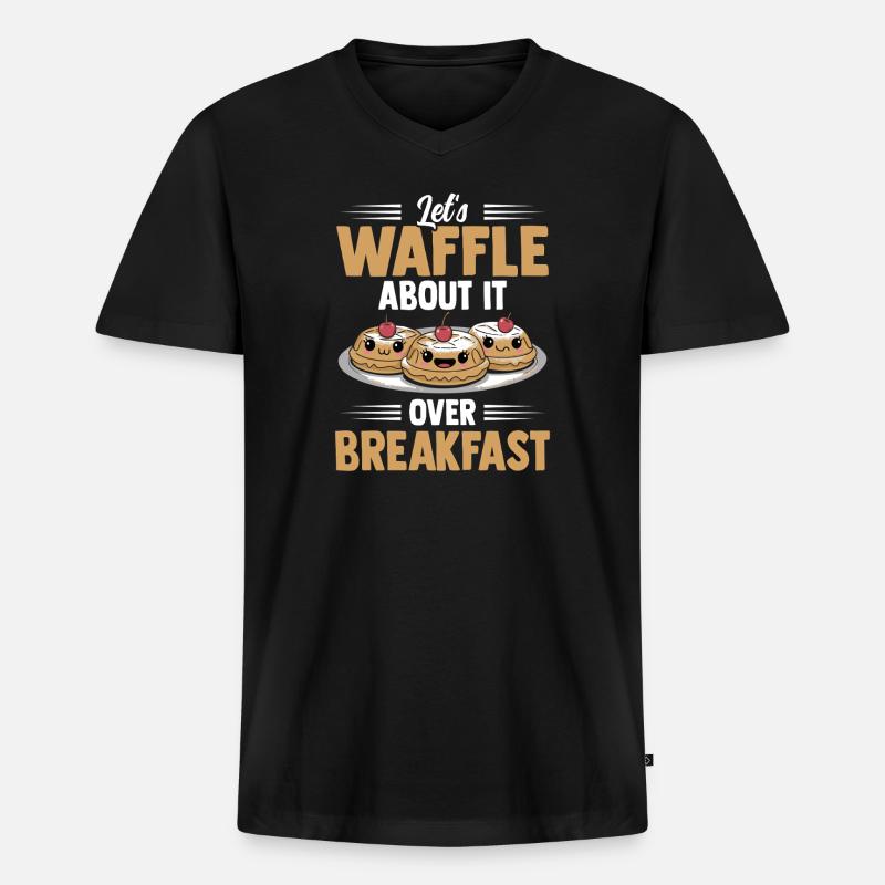 Let's Waffle About It Over Breakfast - Männer Premium Bio T-Shirt mit V-Ausschnitt - Schwarz