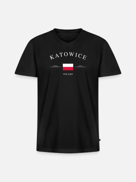 Katowice Poland – Holiday Souvenir & Gift - Men's Premium Organic T-shirt with V-neck - black