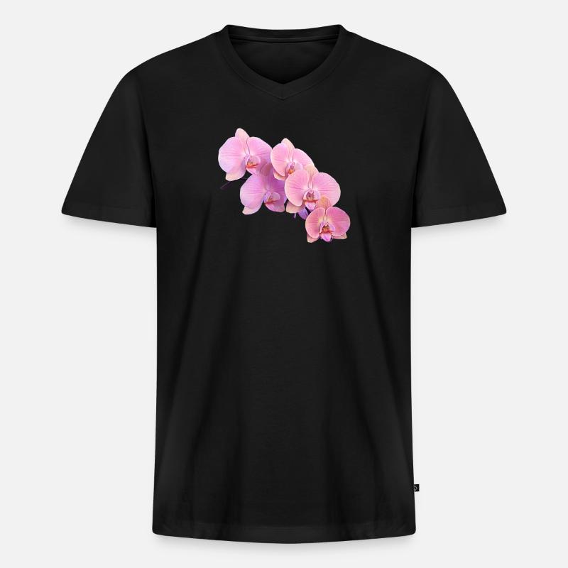Rosa Orchidee Isolierte Clipart - Männer Premium Bio T-Shirt mit V-Ausschnitt - Schwarz