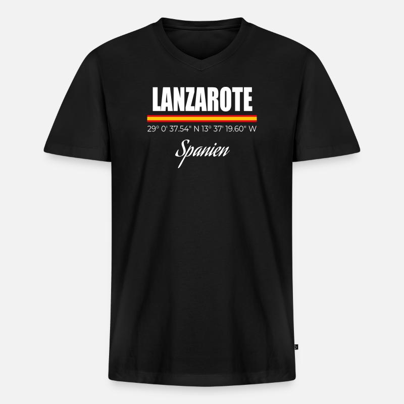 Lanzarote - Männer Premium Bio T-Shirt mit V-Ausschnitt - Schwarz