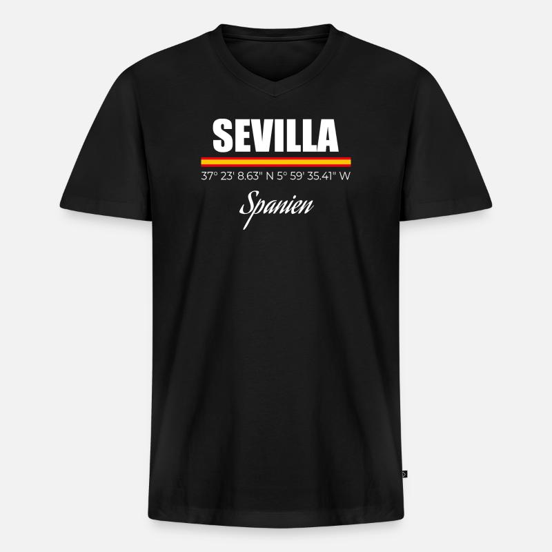 Sevilla - Männer Premium Bio T-Shirt mit V-Ausschnitt - Schwarz