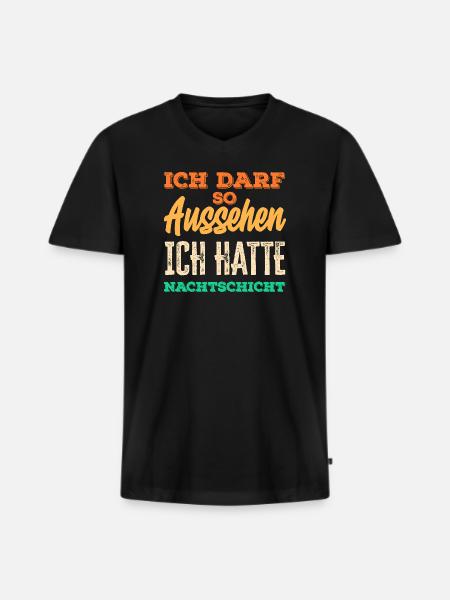 Nattevagt Jeg får lov til at se sådan ud - Premium økologisk T-shirt med V-hals til mænd - sort