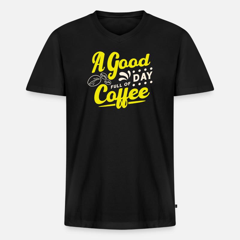 Good day starts with coffee - Männer Premium Bio T-Shirt mit V-Ausschnitt - Schwarz