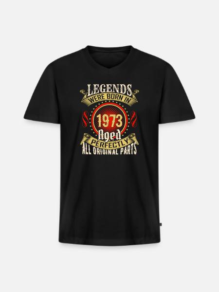 Legends Born in 1973 Aged Perfectly - Men's Premium Organic T-shirt with V-neck - black