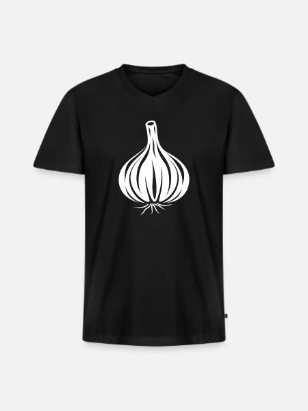 Garlic silhouette black and white - Men's Premium Organic T-shirt with V-neck - black