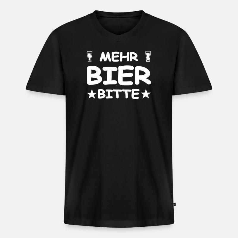 Bier - Männer Premium Bio T-Shirt mit V-Ausschnitt - Schwarz