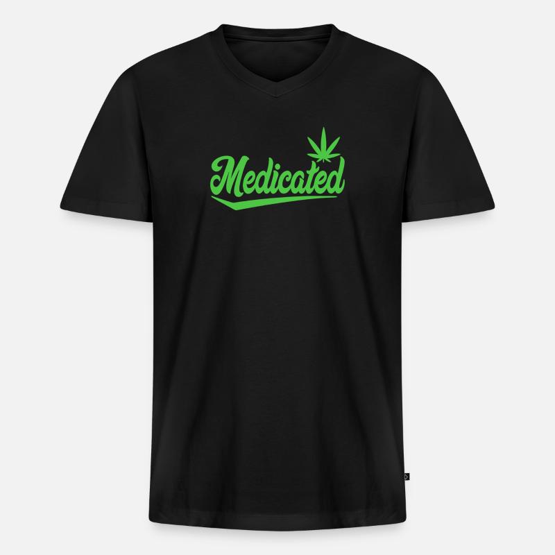 Medizinisches Skript mit Blatt | 420 Chill-Vibes - Männer Premium Bio T-Shirt mit V-Ausschnitt - Schwarz