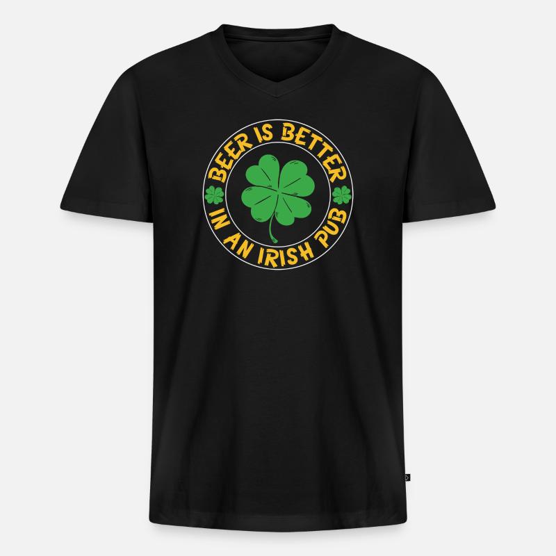 Beer better irish pub - Männer Premium Bio T-Shirt mit V-Ausschnitt - Schwarz
