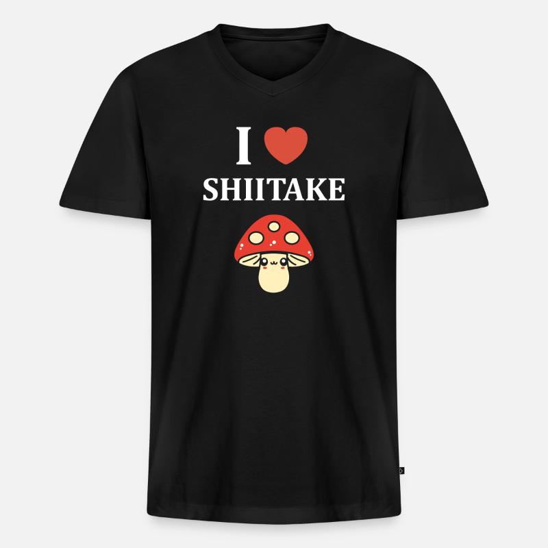 Ich liebe Shiitake - Männer Premium Bio T-Shirt mit V-Ausschnitt - Schwarz