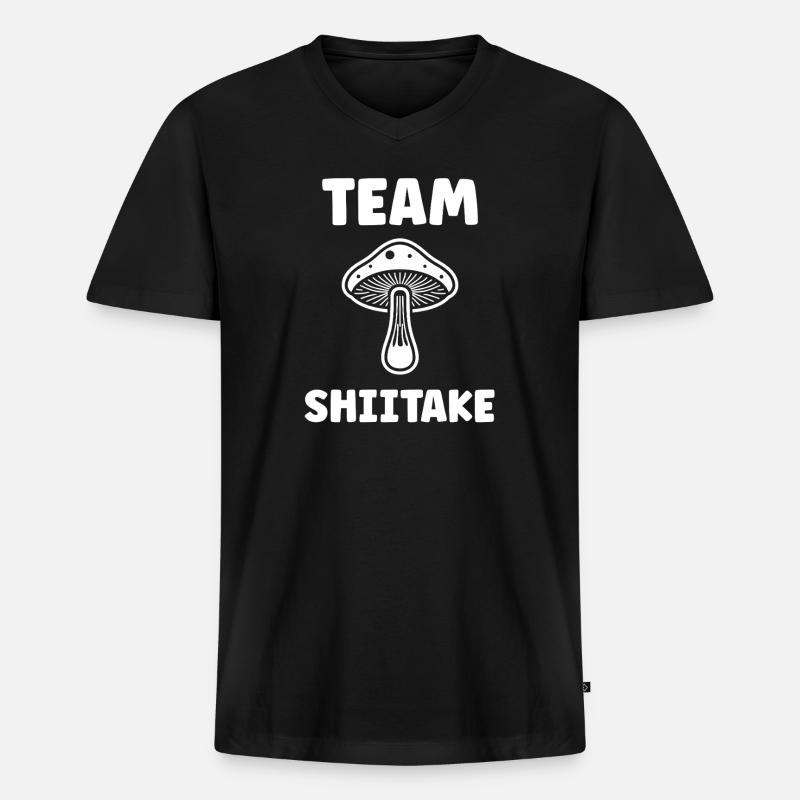 Team Shiitake Pilz - Männer Premium Bio T-Shirt mit V-Ausschnitt - Schwarz