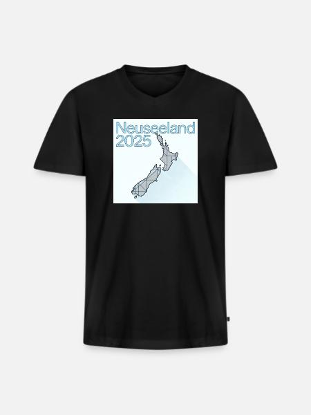 New Zealand 2025 Geometric Map - Men's Premium Organic T-shirt with V-neck - black