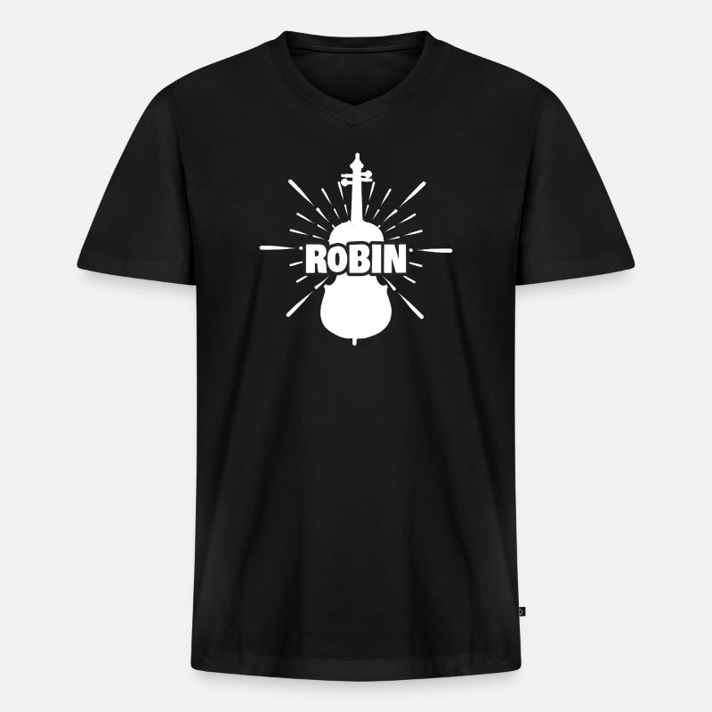 Robin - Männer Premium Bio T-Shirt mit V-Ausschnitt - Schwarz