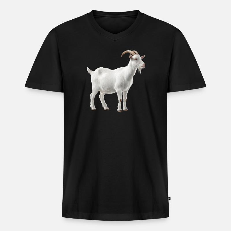 Weiße Bergziege Portrait - Männer Premium Bio T-Shirt mit V-Ausschnitt - Schwarz