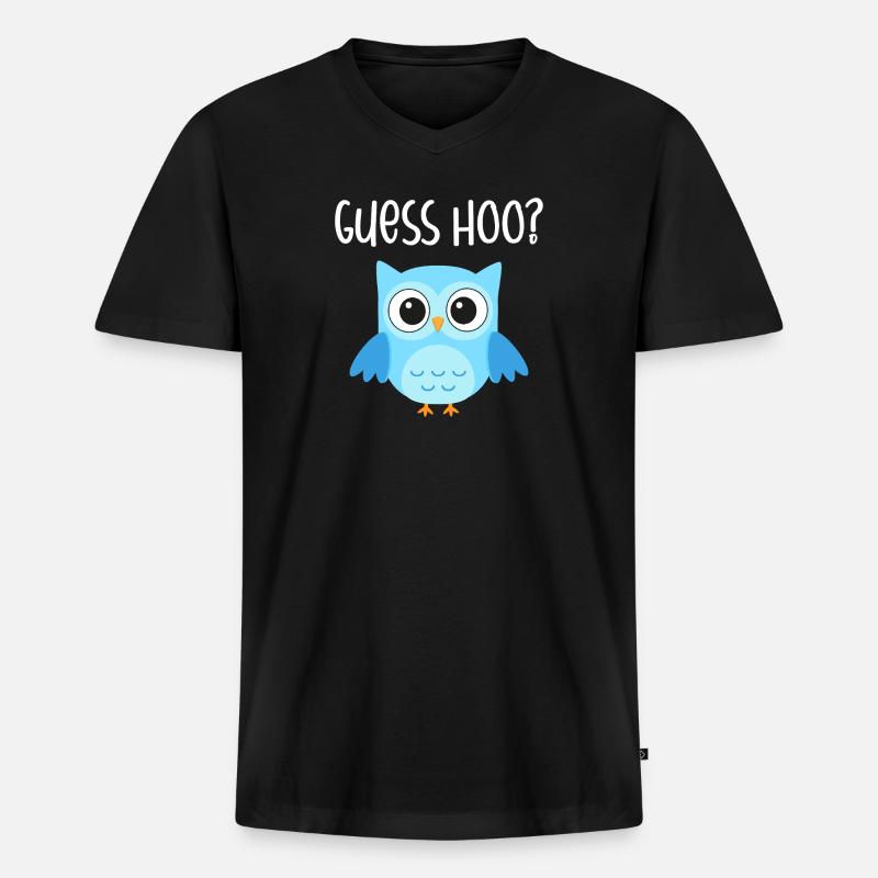 Eule Guess Hoo - Männer Premium Bio T-Shirt mit V-Ausschnitt - Schwarz