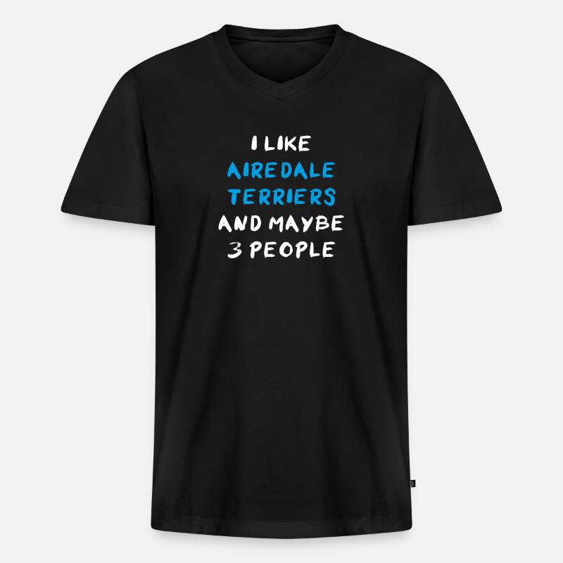 Airedale Terrier - Männer Premium Bio T-Shirt mit V-Ausschnitt - Schwarz