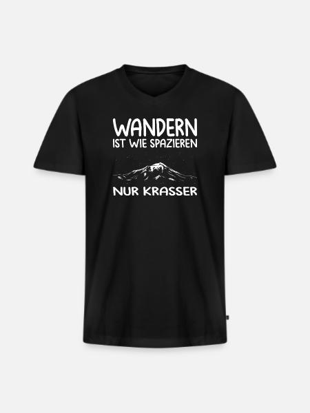 Wandern Sprüche Wanderer Wanderoutfits - Männer Premium Bio T-Shirt mit V-Ausschnitt - Schwarz