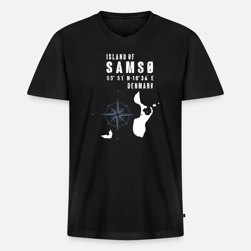 Samsø Samsoe Island Outline Compass - Men's Premium Organic T-shirt with V-neck - black