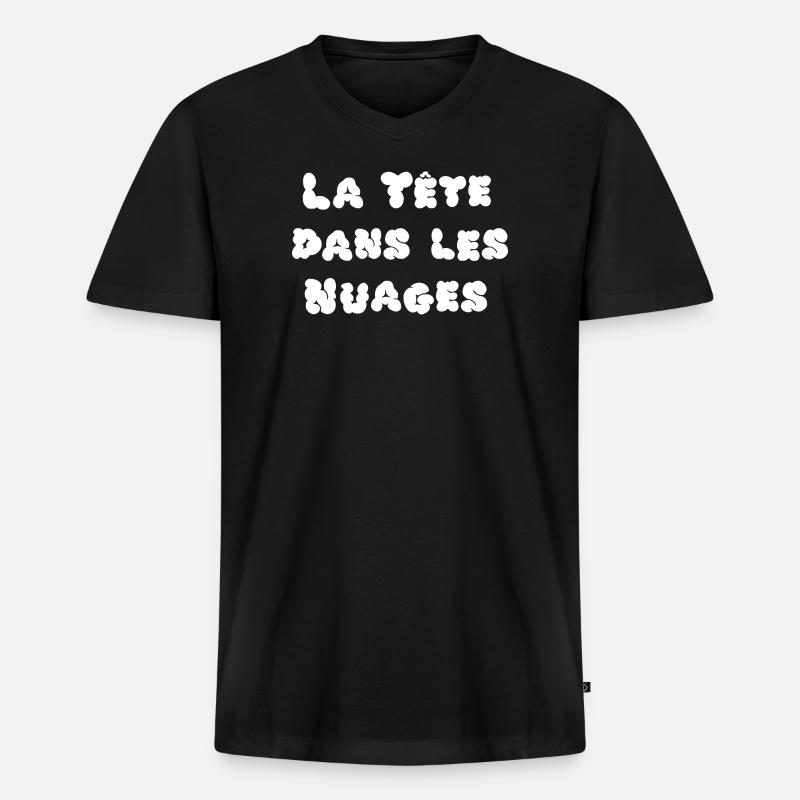 KOPF IN DEN WOLKEN! - Männer Premium Bio T-Shirt mit V-Ausschnitt - Schwarz