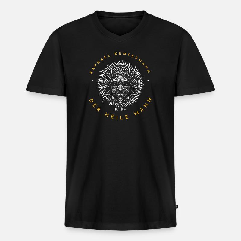 Raphael Kempermann "Der heile Mann" - Männer Premium Bio T-Shirt mit V-Ausschnitt - Schwarz