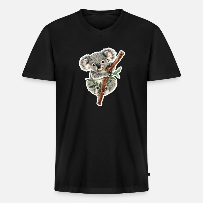 Koala - Männer Premium Bio T-Shirt mit V-Ausschnitt - Schwarz