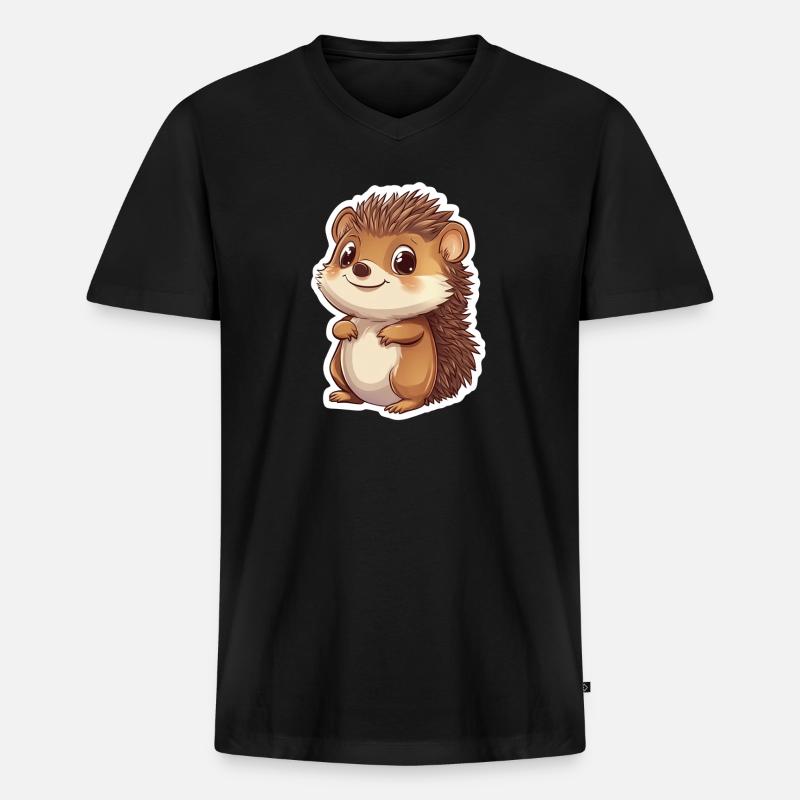 Igel - Männer Premium Bio T-Shirt mit V-Ausschnitt - Schwarz